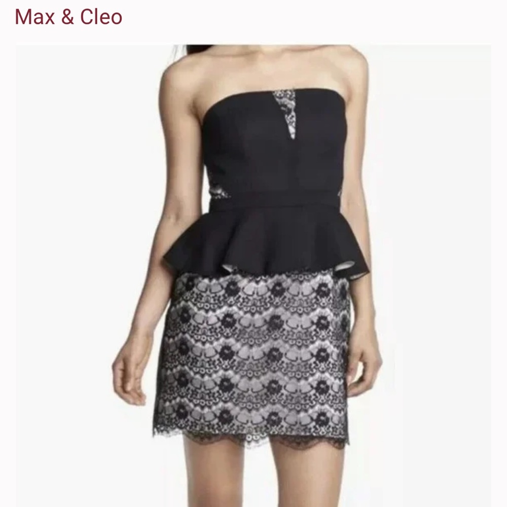 Max & Cleo black and white 🪞 lace peplum dress 🖤🤍